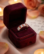 Orneza Marquise Garnet & Crystal Silver Eternity Ring