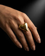 Orneza Gold Plated Sculptural Heart Statement Ring