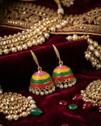Orneza Festive Multi-Color Enamel Jhumka Earrings with Pearls