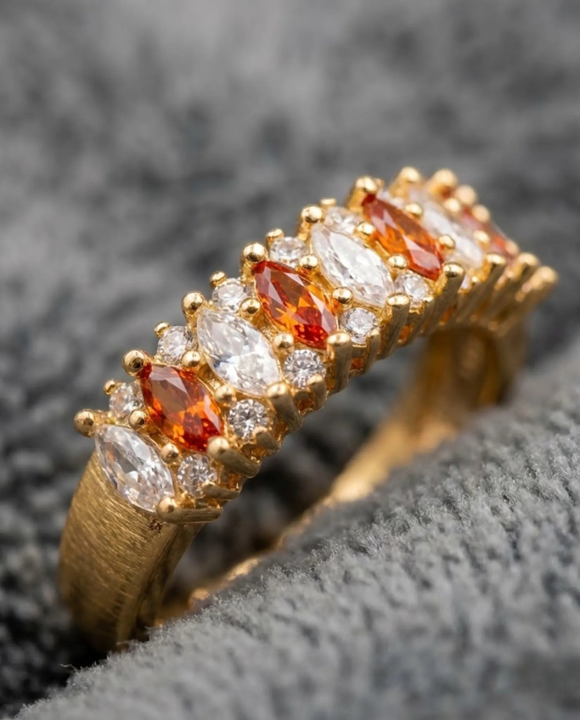 Orneza Marquise Crystal Cluster Gold Statement Ring