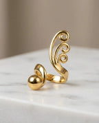 Orneza Ethereal Gold Swirl Statement Ring