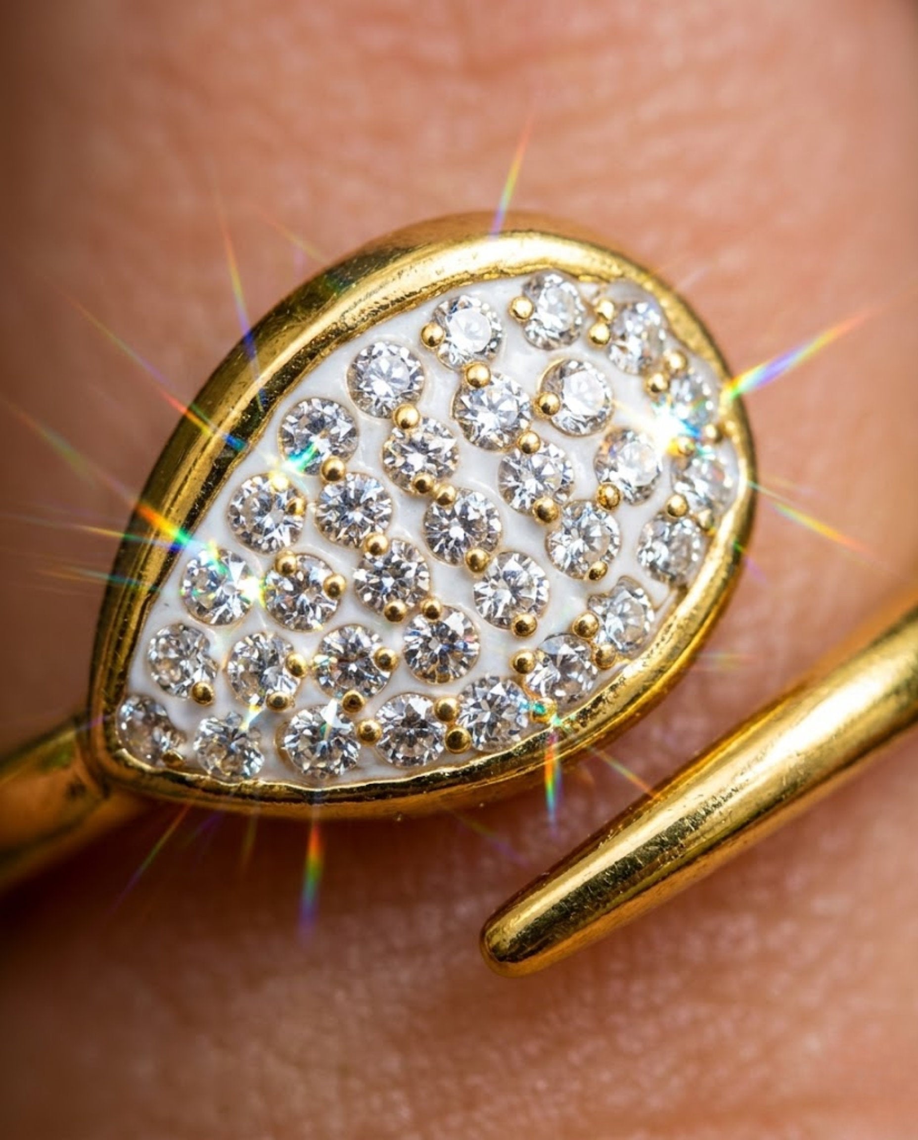 Orneza Gilded Pear Crystal Wrap Statement Ring