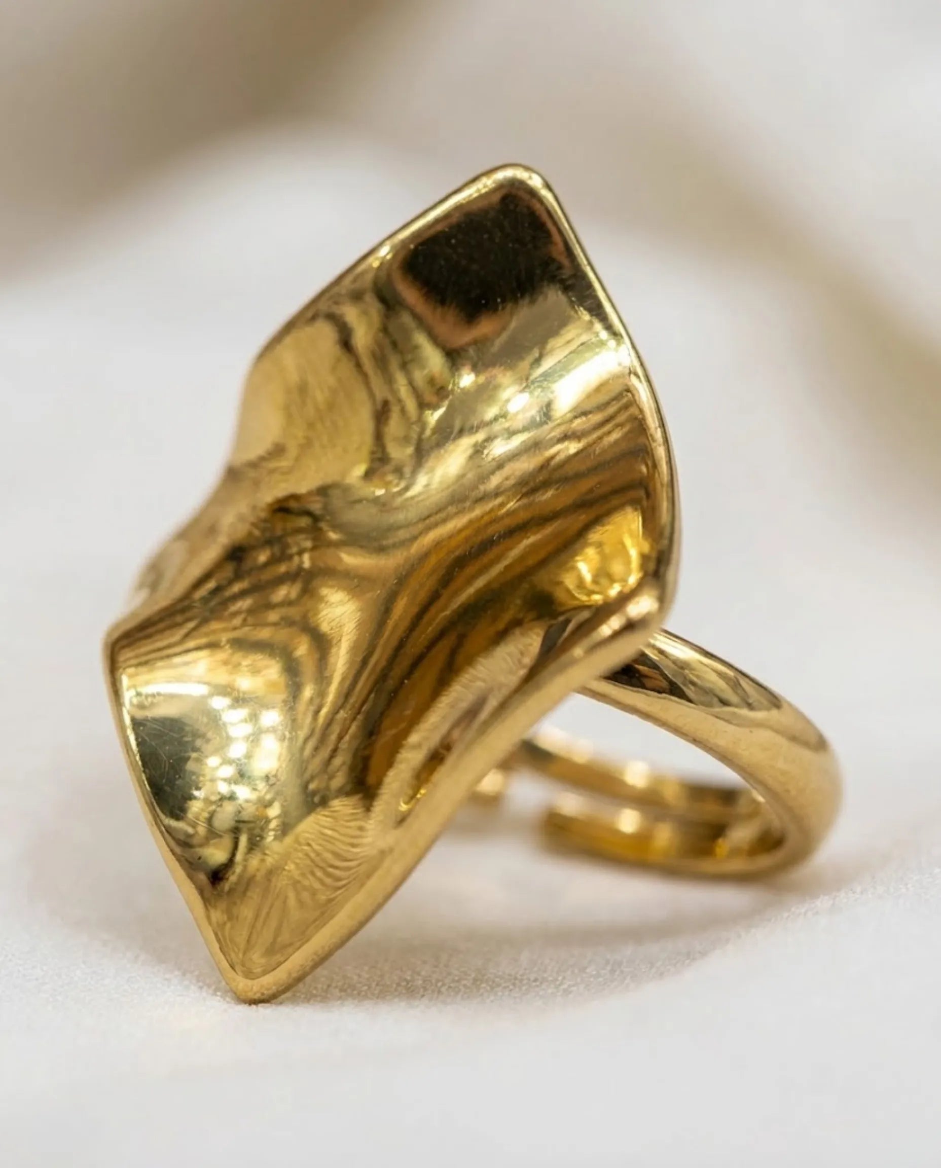 Orneza Liquid Gold Wave Statement Ring