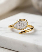 Orneza Gilded Pear Crystal Wrap Statement Ring