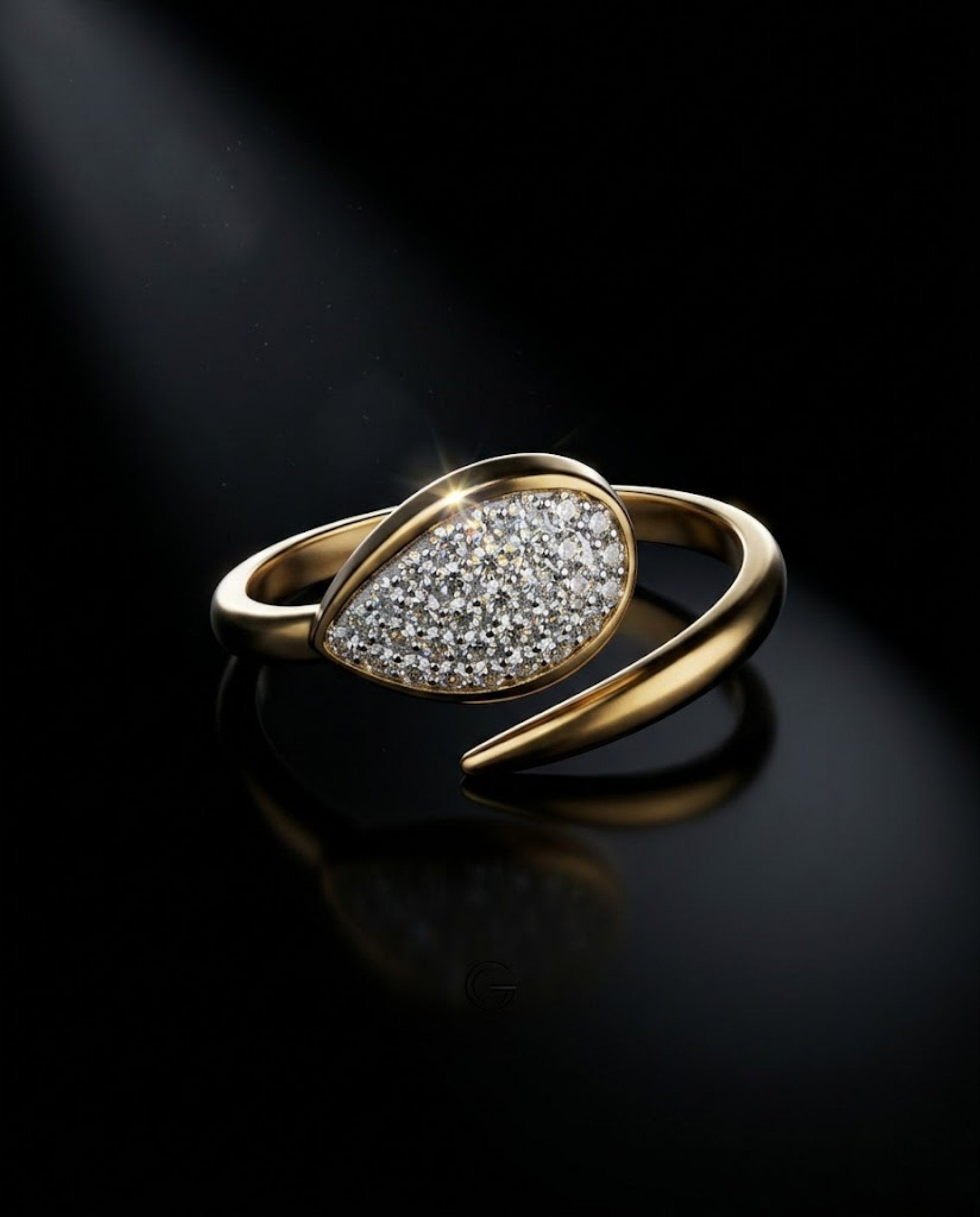 Orneza Gilded Pear Crystal Wrap Statement Ring