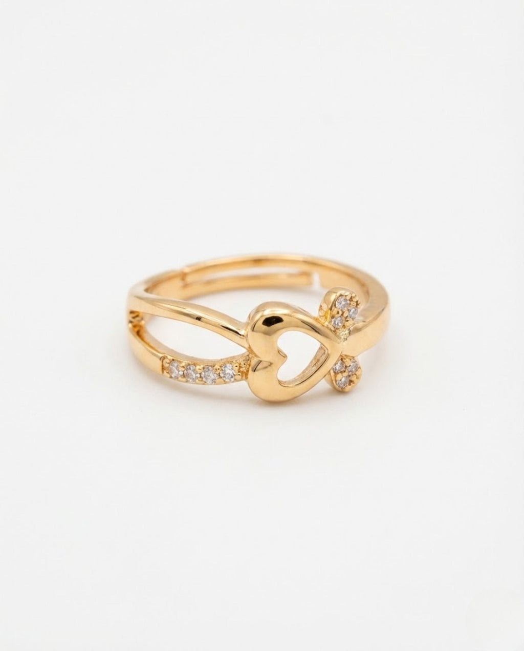 Orneza Gold Heart Infinity Adjustable Ring