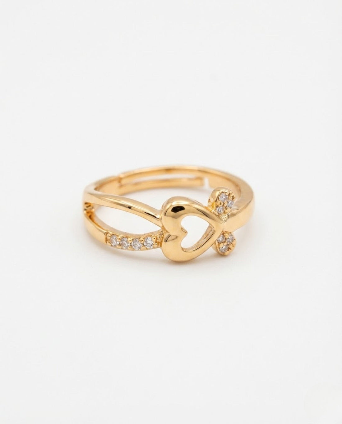 Orneza Gold Heart Infinity Adjustable Ring