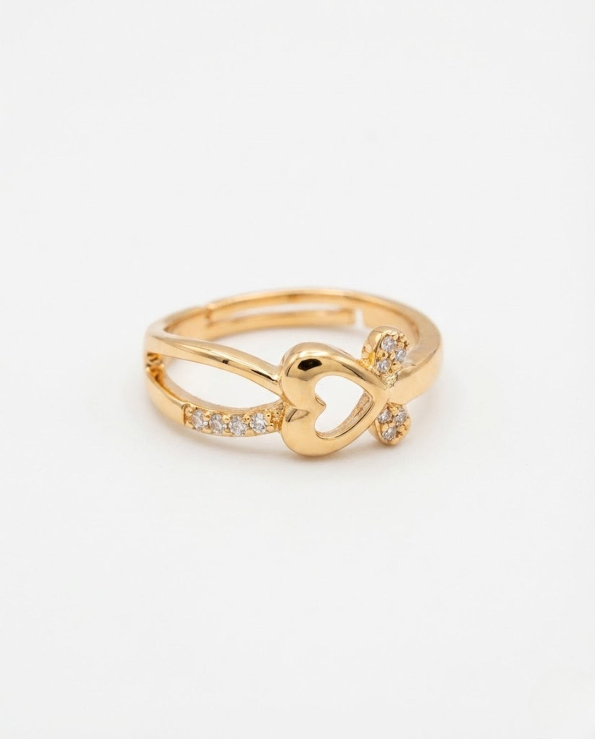 Orneza Gold Heart Infinity Adjustable Ring