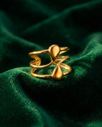 Orneza Gold Plated Twin Teardrop Triple Band Statement Ring