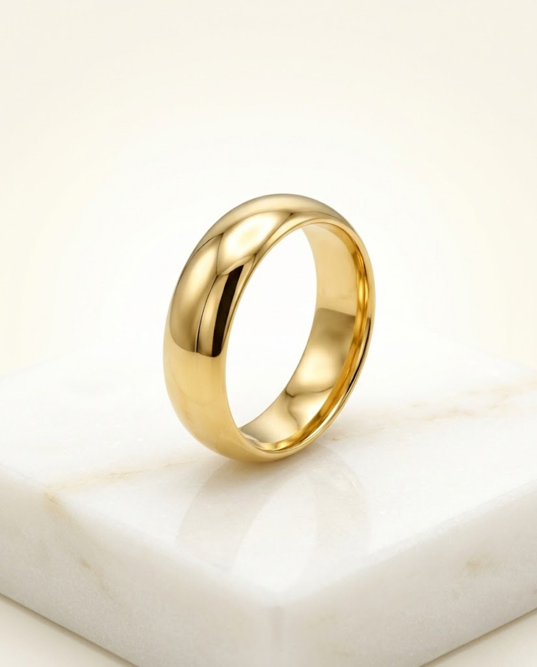 Orneza Eternal Aura Gold Minimalist Band Ring