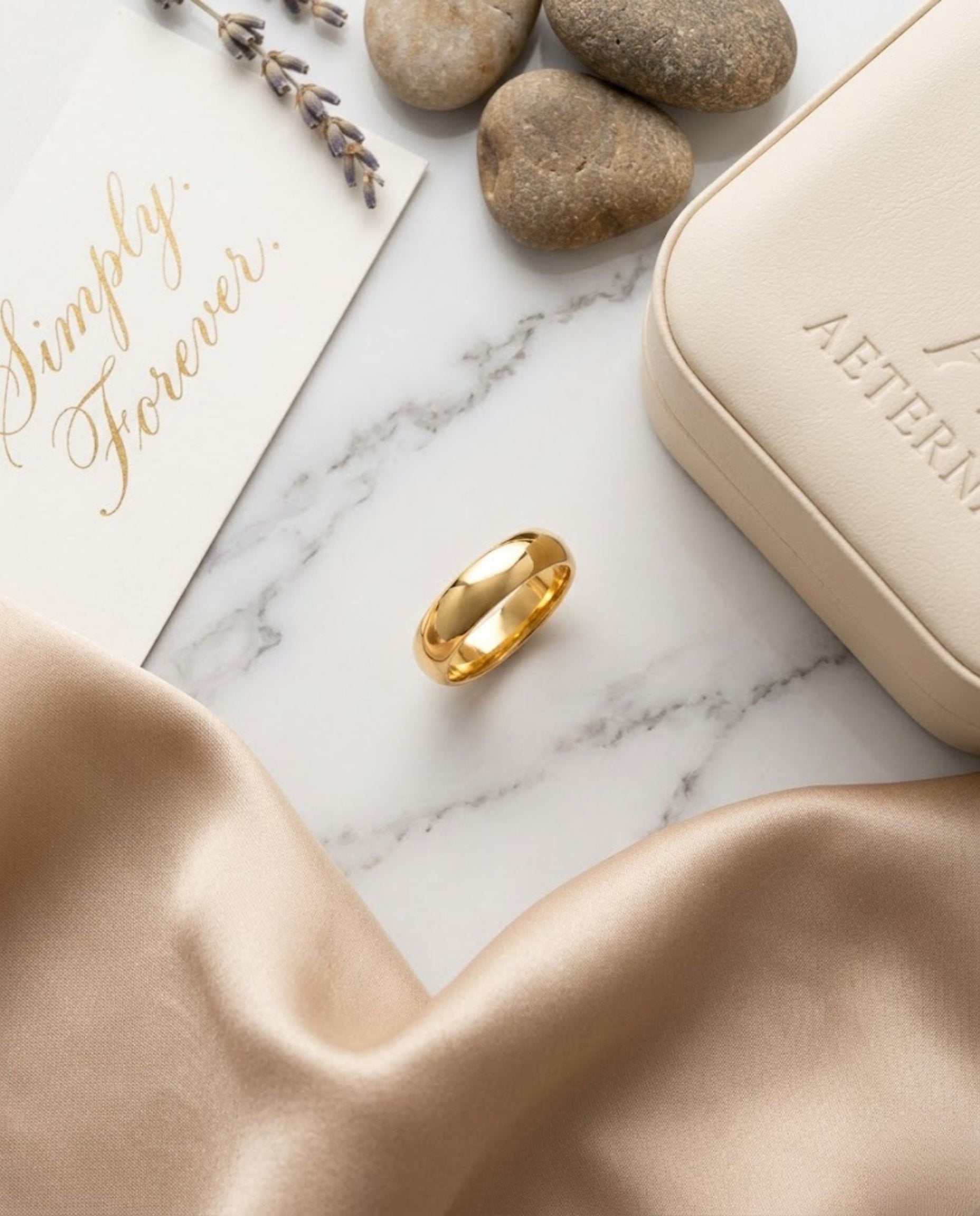 Orneza Eternal Aura Gold Minimalist Band Ring