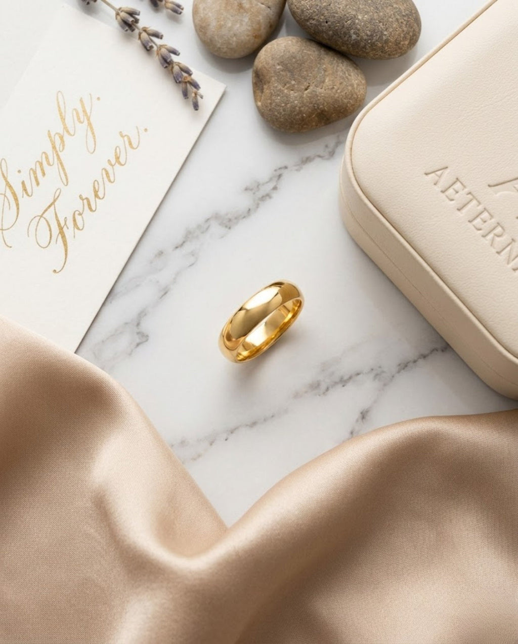 Orneza Eternal Aura Gold Minimalist Band Ring