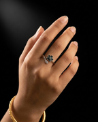 Orneza Sapphire Blue Floral Wrap Ring in Silver