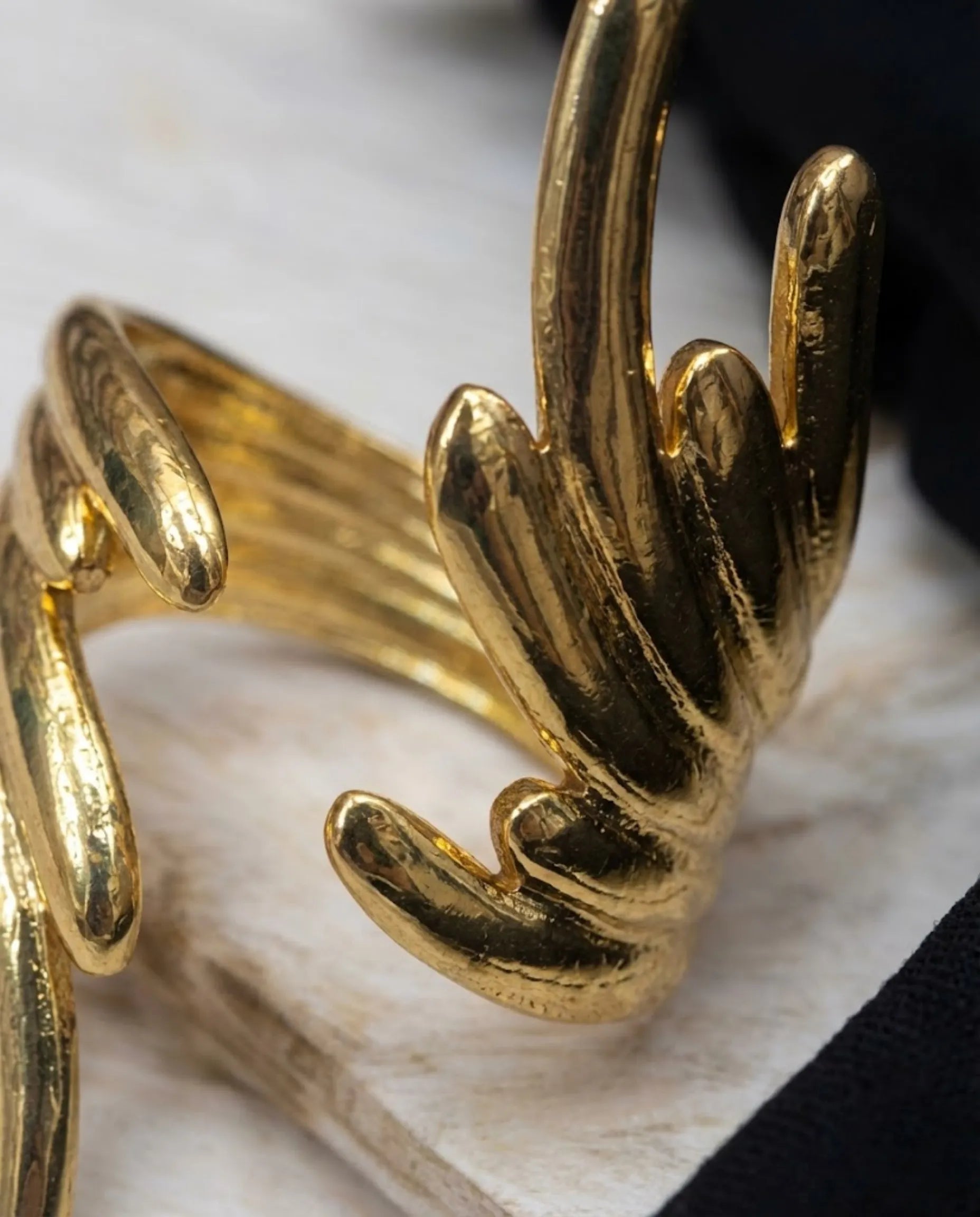 Orneza Abstract Coral Flame Statement Ring- Adjustable Gold