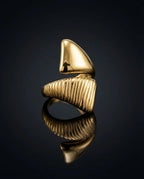 Orneza Dual Texture Pyramid Statement Ring - Adjustable Gold