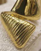 Orneza Dual Texture Pyramid Statement Ring - Adjustable Gold