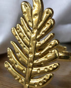 Orneza Botanical Fern Statement Ring - Adjustable Gold