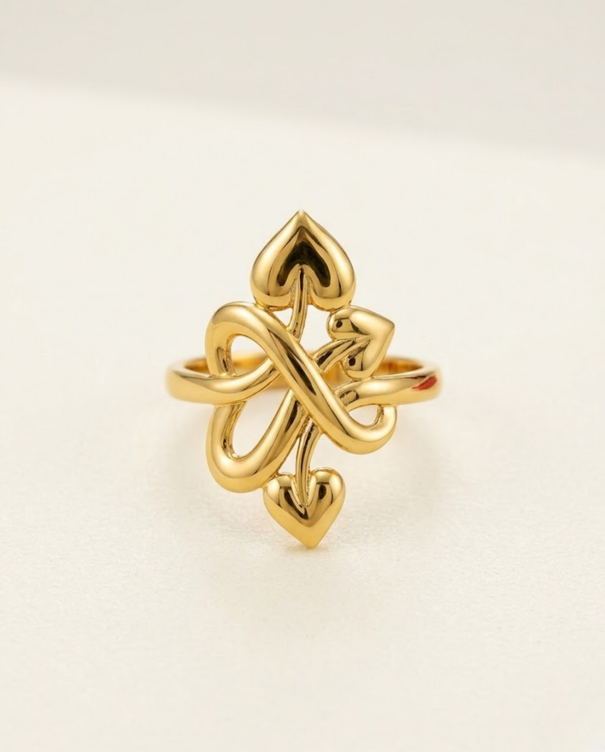 Orneza Heart Knot Gold Plated Statement Ring