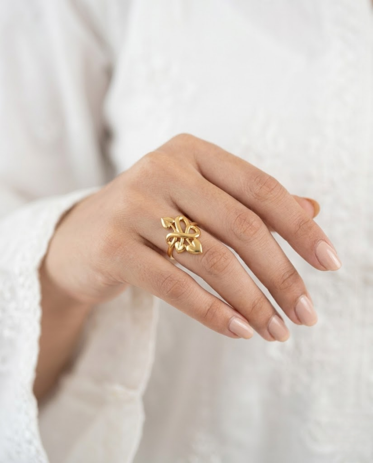 Orneza Heart Knot Gold Plated Statement Ring