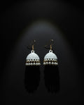 Chic White Matte Pearl Jhumka Earrings by Orneza