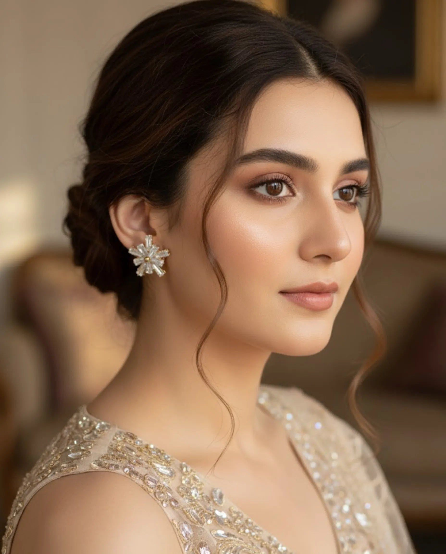 Luxury Starburst Crystal Stud Earrings by Orneza