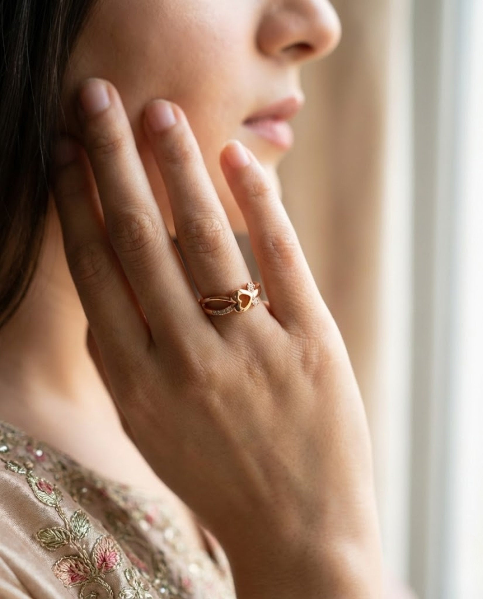 Orneza Gold Heart Infinity Adjustable Ring