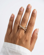 Orneza X-Cross Baguette Zircon Gold Plated Ring