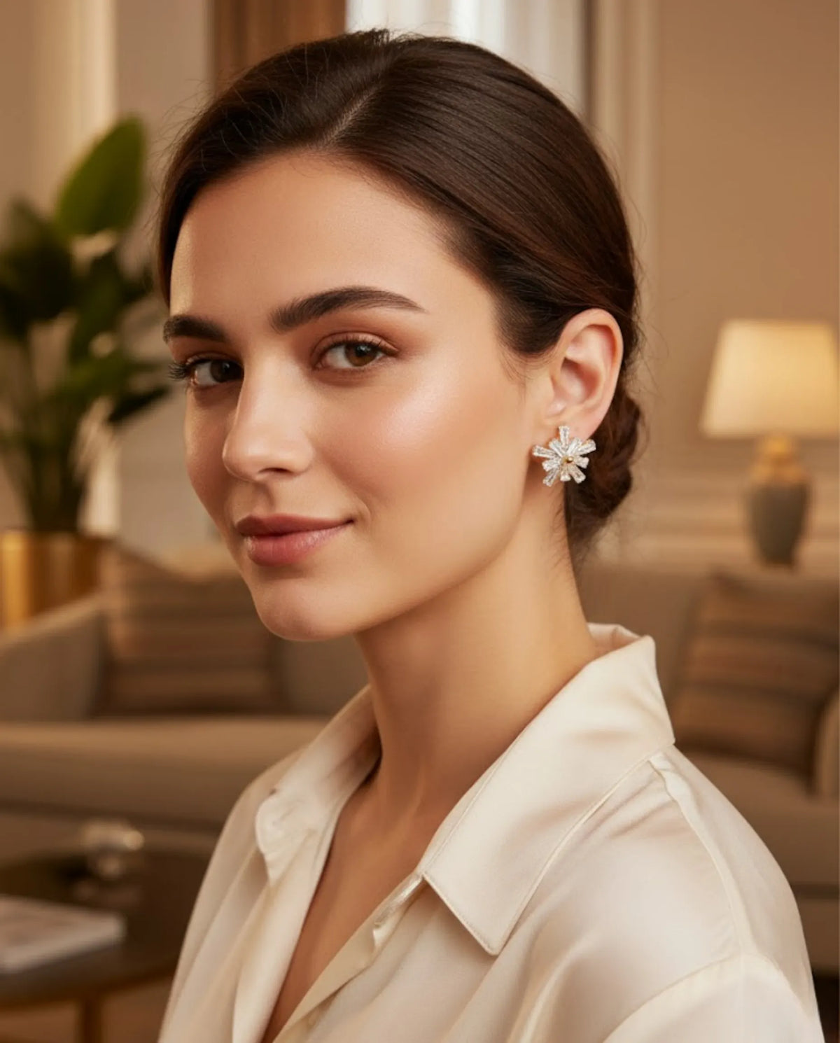 Luxury Starburst Crystal Stud Earrings by Orneza