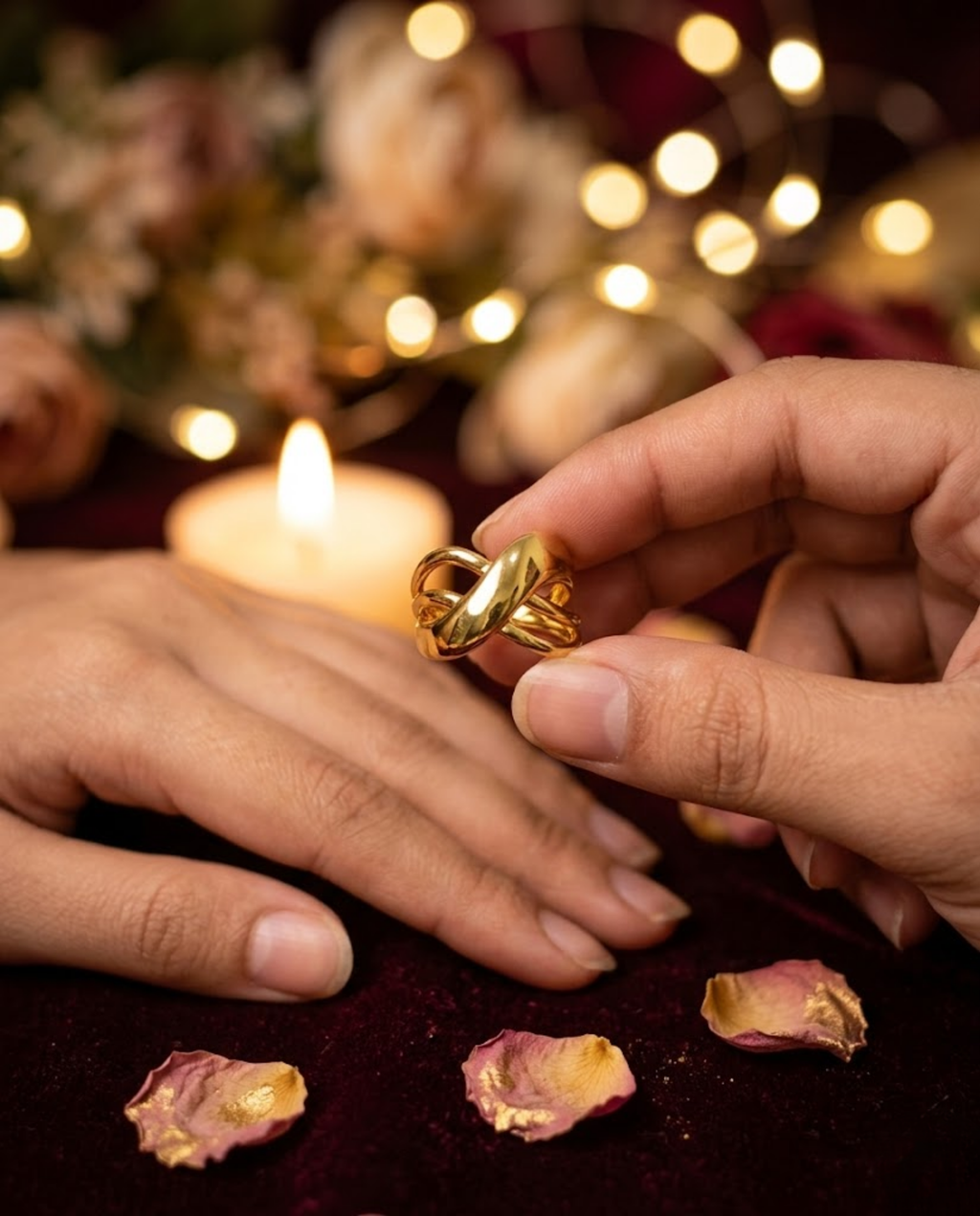 Orneza Infinite Ribbon Gold Plated Statement Ring