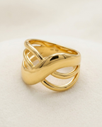 Orneza Infinite Ribbon Gold Plated Statement Ring