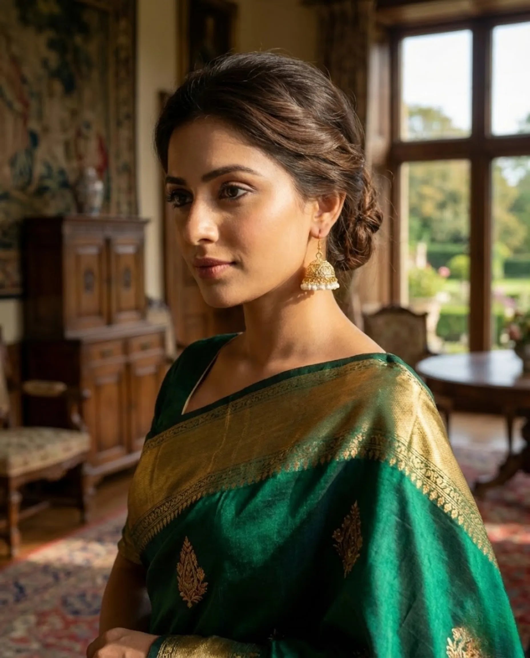 Orneza Gold-Plated Pearl Jhumka Earrings for Women