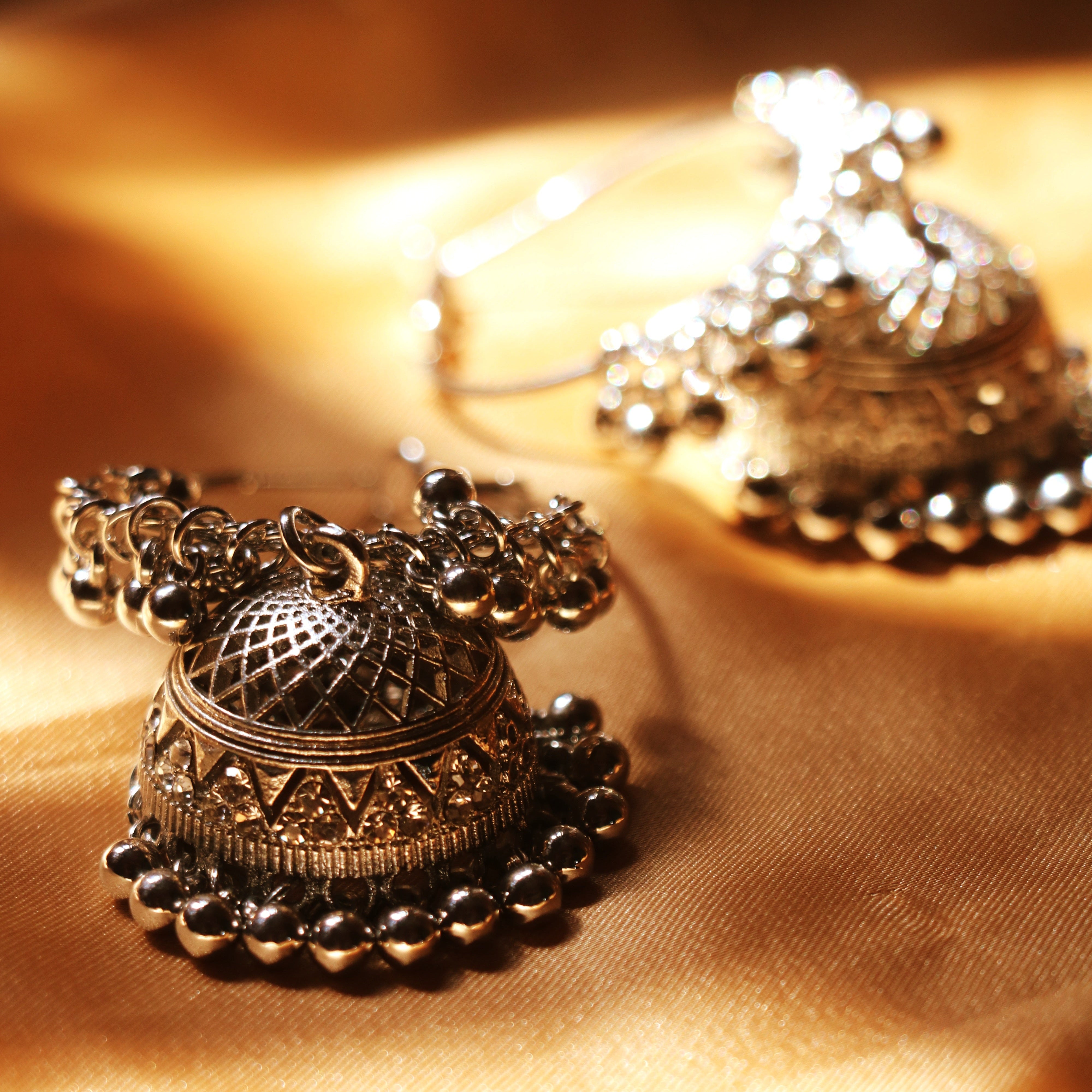 Silver-Plated Hoop Jhumka Earrings – Graceful Fusion of Modern and Traditional Elegance