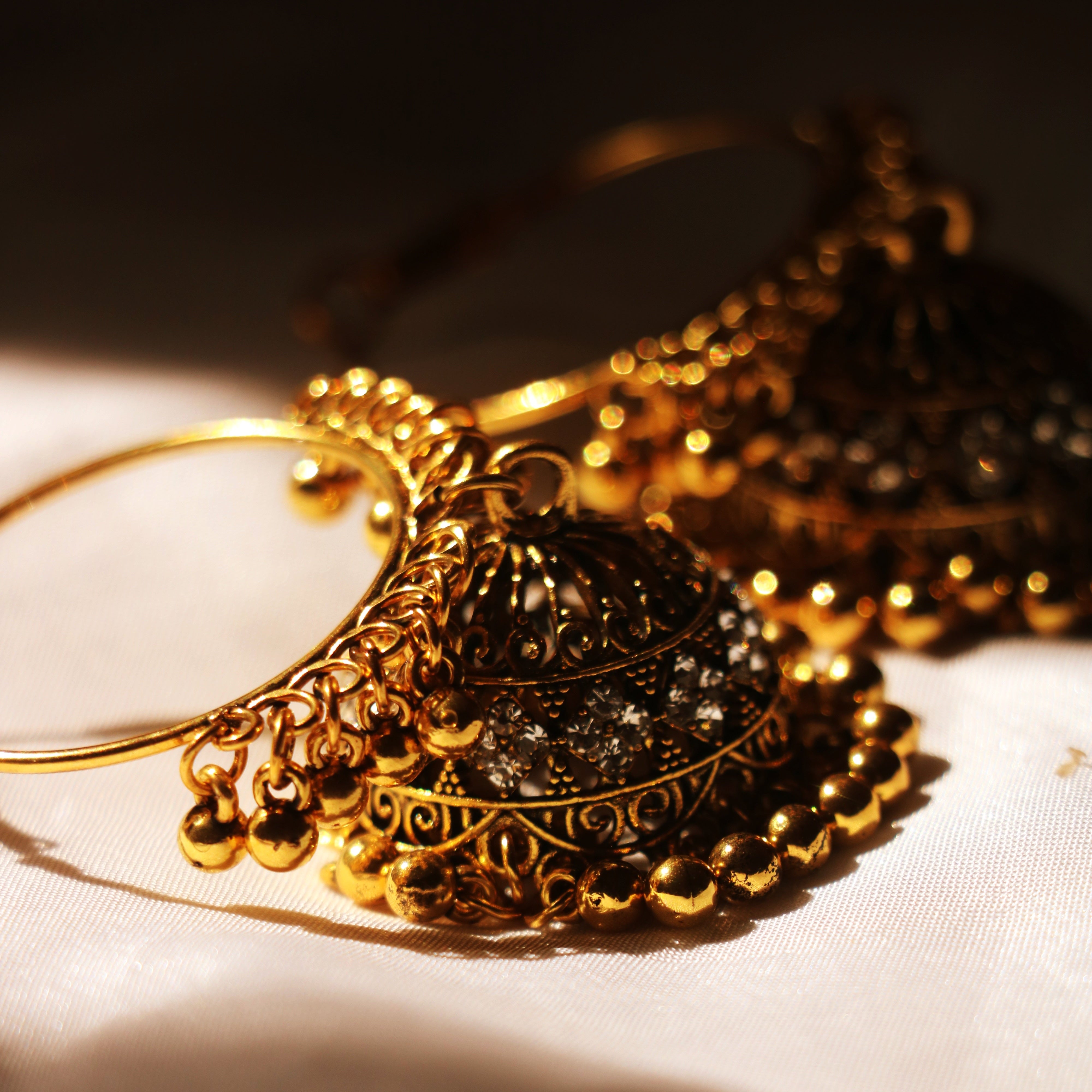 Golden Hoop Jhumka Earrings – Traditional Charm Meets Modern Elegance