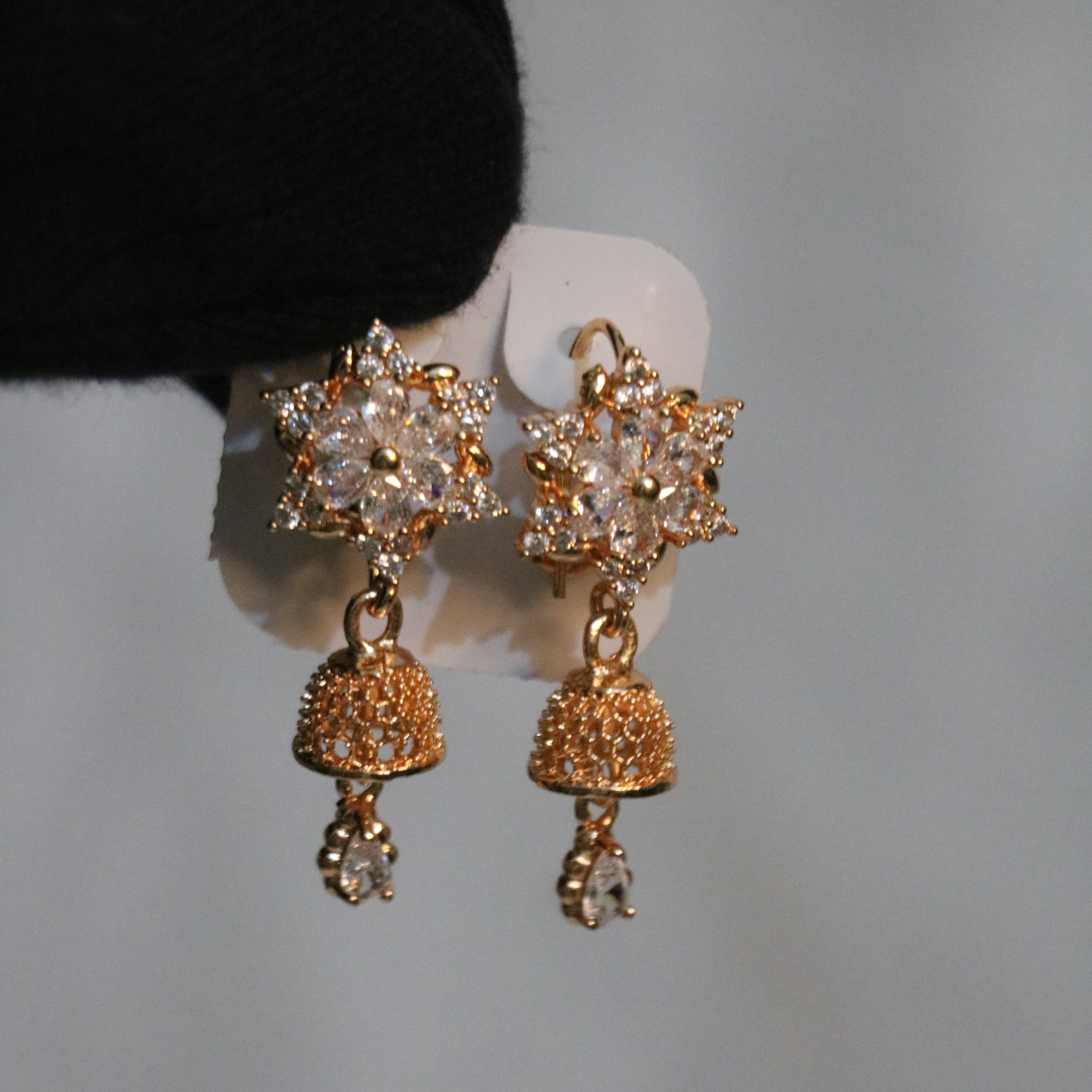 Golden Floral Diamond Stud Earrings - The Ultimate Statement of Elegance
