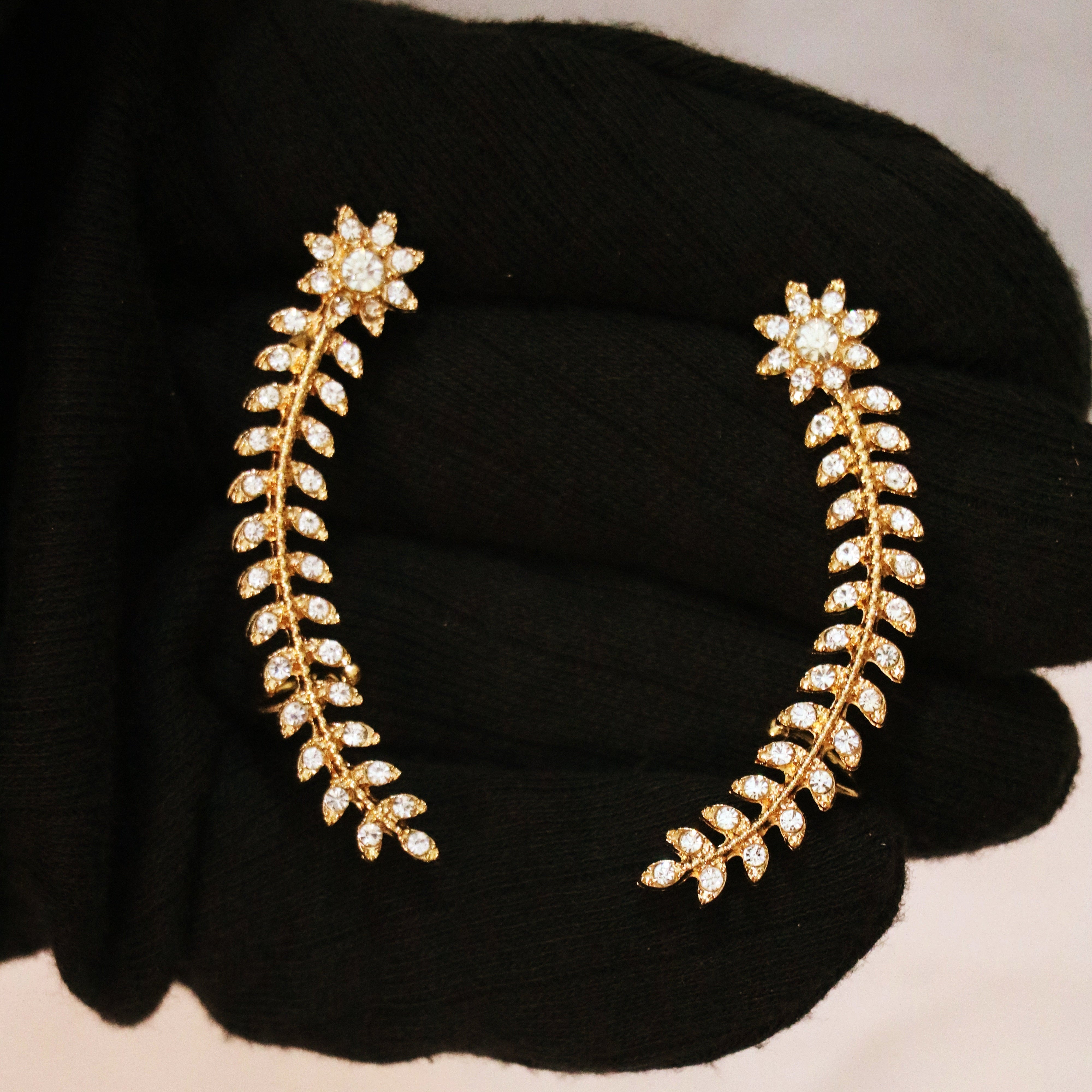 Golden & Silver Crystal  Cuff Earrings – Glamour Redefined