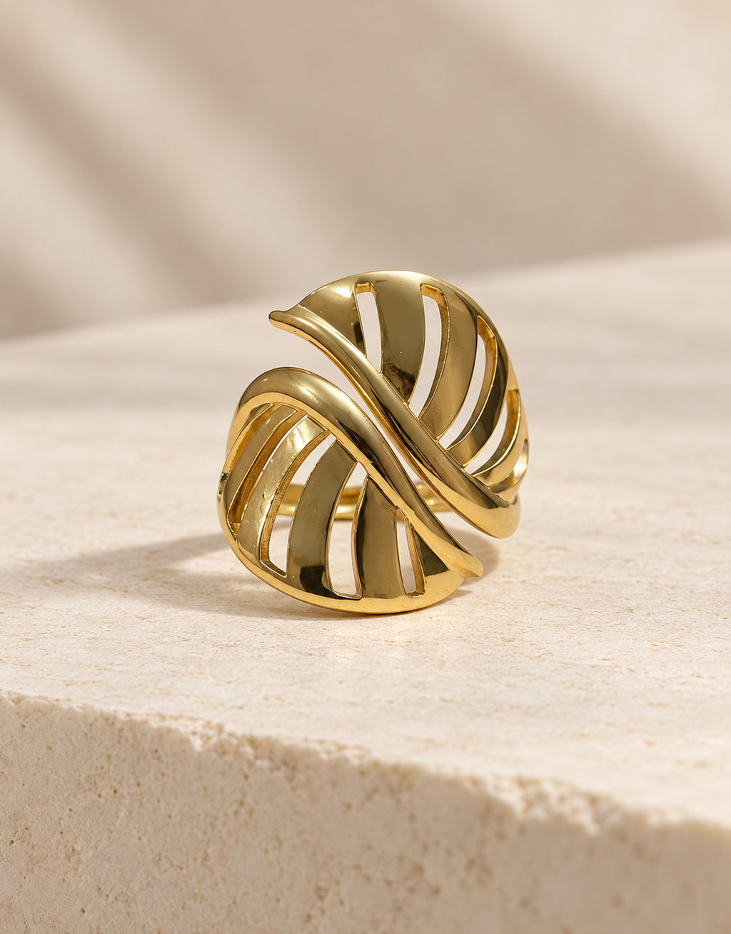 Orneza Gold-Tone Cutout Crossover Dome Ring — front view