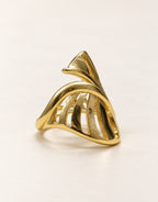 Orneza Gold-Tone Cutout Crossover Dome Ring — angle view