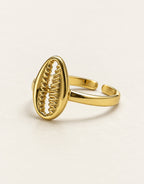 Orneza Gold-Tone Oval Shell Motif Ring — angle view