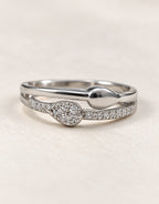 Orneza Silver-Tone Pave Teardrop Double Band Ring — detail view
