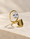 Orneza Gold-Tone Oval Stone and Teardrop Wrap Ring — front view