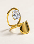 Orneza Gold-Tone Oval Stone and Teardrop Wrap Ring — detail view