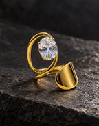 Orneza Gold-Tone Oval Stone and Teardrop Wrap Ring — styled view