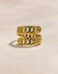Orneza Gold-Tone Double Curb Chain Ring — front view