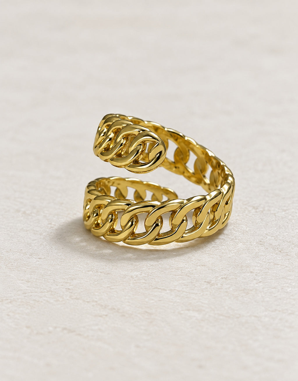 Orneza Gold-Tone Double Curb Chain Ring — angle view