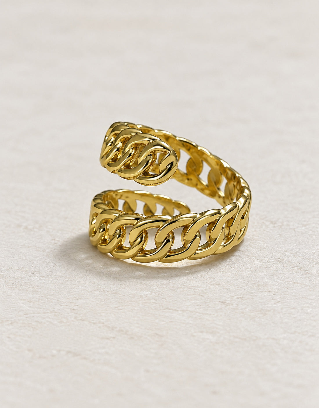 Orneza Gold-Tone Double Curb Chain Ring — angle view