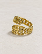 Orneza Gold-Tone Double Curb Chain Ring — angle view