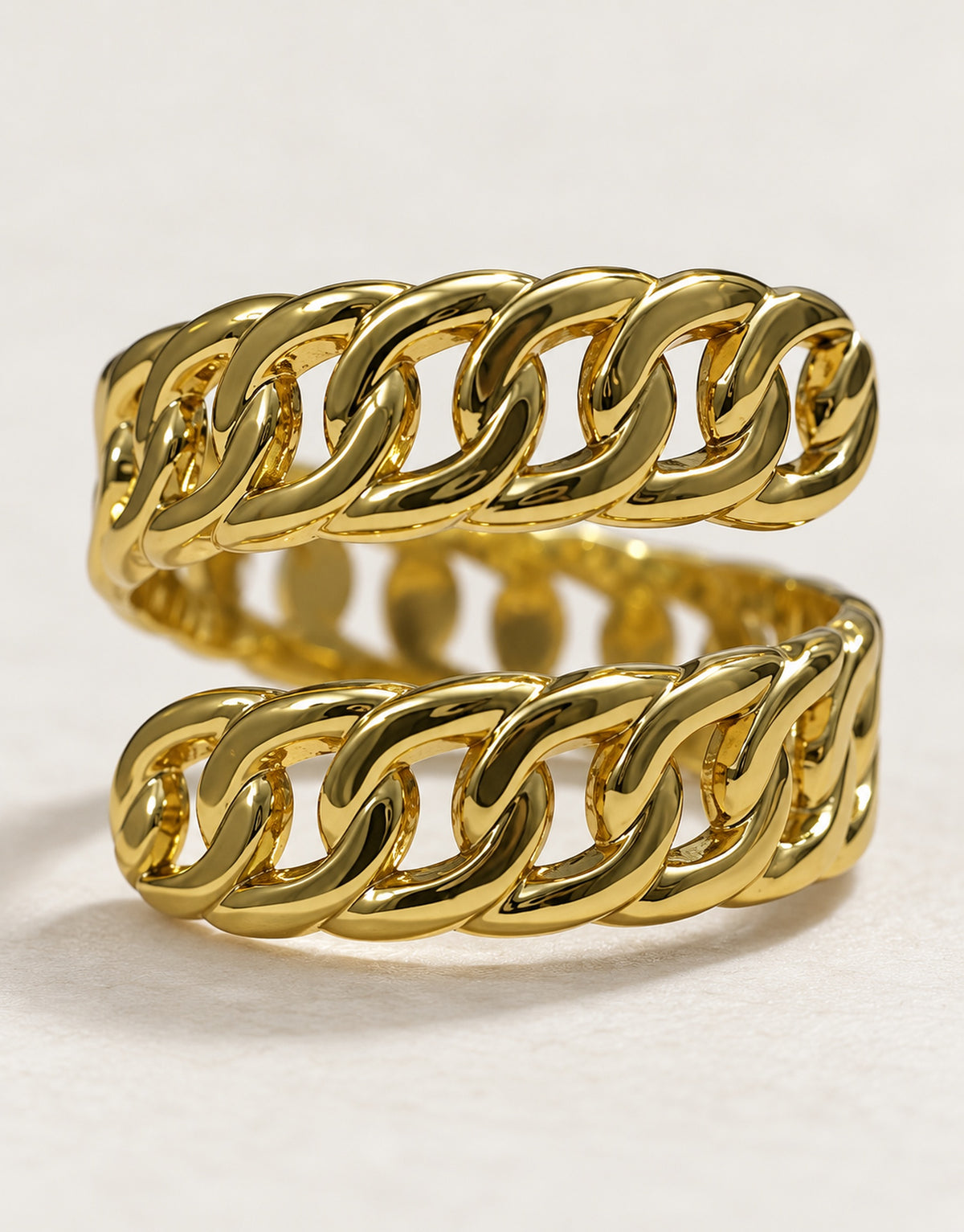 Orneza Gold-Tone Double Curb Chain Ring — detail view