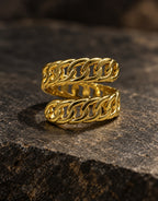 Orneza Gold-Tone Double Curb Chain Ring — styled view