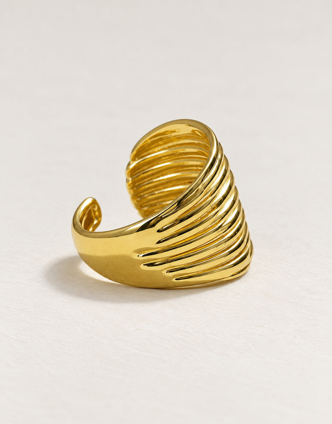Orneza Gold-Tone Wide Ribbed Dome Ring — angle view