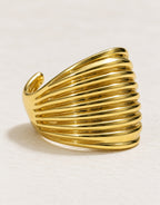 Orneza Gold-Tone Wide Ribbed Dome Ring — detail view